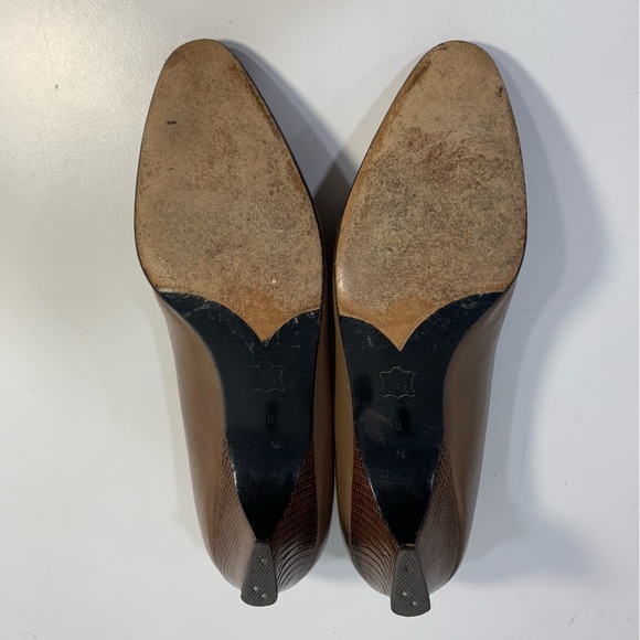 Vintage Yves Saint Laurent Leather Pumps Women’s Mid Heel Shoes Brown Size 8 N - Picture 11 of 13